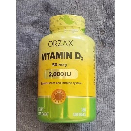 ORZAX Vitamin D3 2000 iu (50 mcg) - 1 Year Supply for Strong Muscle. Exp 03/25