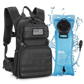 CVLIFE Tactical Hydration Backpack 3L, Lightweight Water Bag Hydration Pack, Hiking Backpack with Water Bladder for Men Women, Heavy Duty Molle Water Backpack for Cycling, Running, Hunting - Color: Black