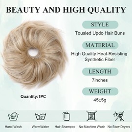 Fashion Tousled Hair Extensions Hairpiece Scrunchie Straight Elastic updo Scrunchy BUN Brown Blonde Instant Ponytail wig Hairdo Dark Blonde to Bleach Blonde