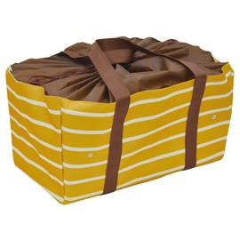 Mario Life Plus Folding Reusable Shopping Basket Bag with Border, 5.3 gal (20 L) Capacity