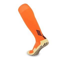 RVROVIC 2 Pcs Non Slip Training Socks for Men, Anti Slip Knee-Length Soccer Socks with Grip Pads for Football Basketball, 1 orange, S