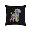 Watercolor Colorful Poodles Dog Throw Pillow