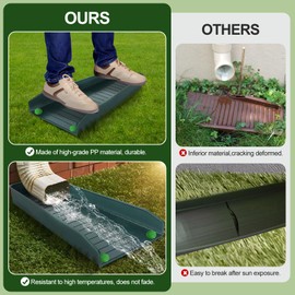 Gutter Downspout Splash Block,16.3"Drain Gutter Guard Diverter,Gutter Downspout Extensions for Water Drainage, Fixable Down Spout Drain Trays,Drainage to Protect House Foundations (2PC Green)