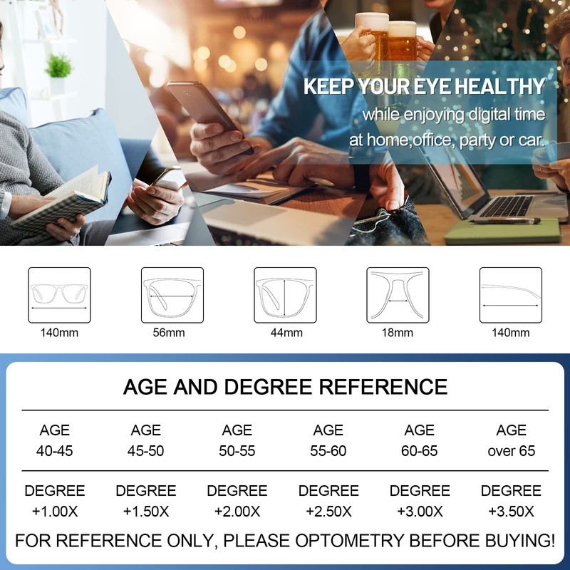 MARE AZZURO Large Blue Light Blocking Reading Glasses Men Computer