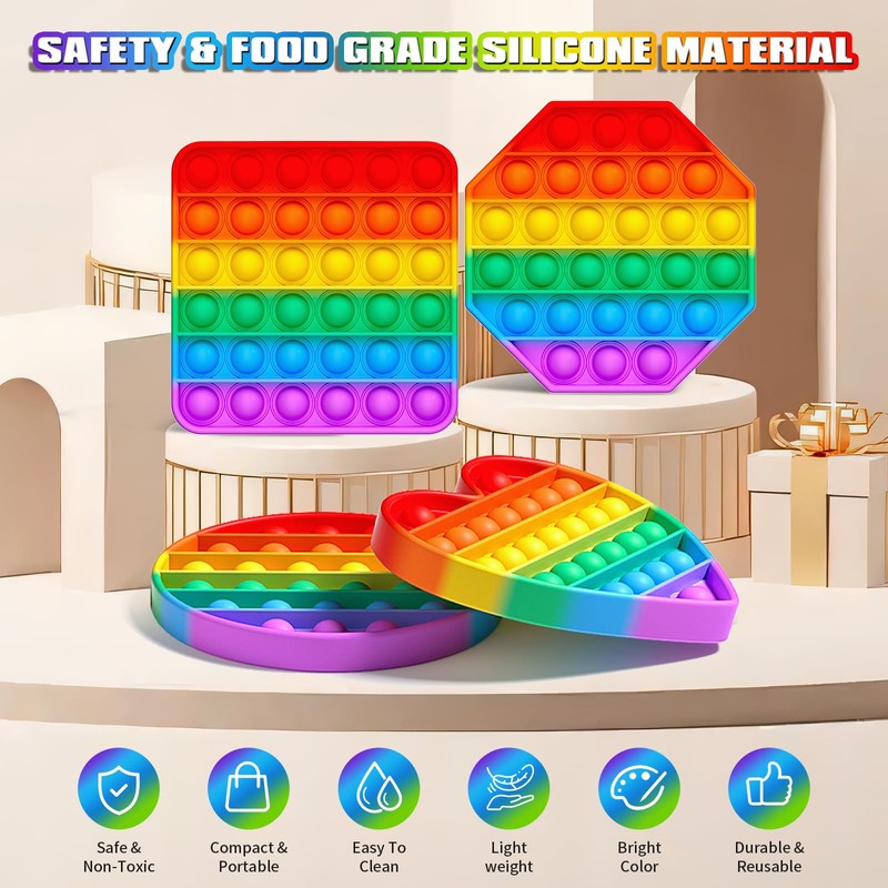 Kakukokas 4 Pack Fidget Toys,Pop Fidgets Pack Party Favors for