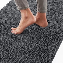 TC0XHD Bathroom Rug, Non-Slip Bath Mat, Washable Bath Mat, Soft Bath Mat, Absorbent Shower Mat for Bathroom (Chenille, 50 x 80 cm)