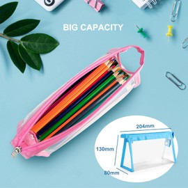 TOYESS 2 x Clear PVC Plastic Exam Case, Blue & Pink, Blue & Pink, Modern