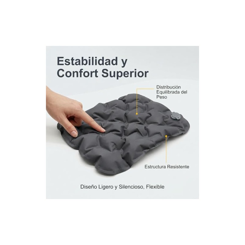 Cojín Inflable para Asiento de Avión y Viajes Largos, Portátil