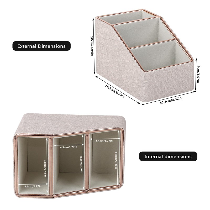 Rose Gold Edge Inlaid Leather Desktop Organizer, Remote Control Holder,Nightstand