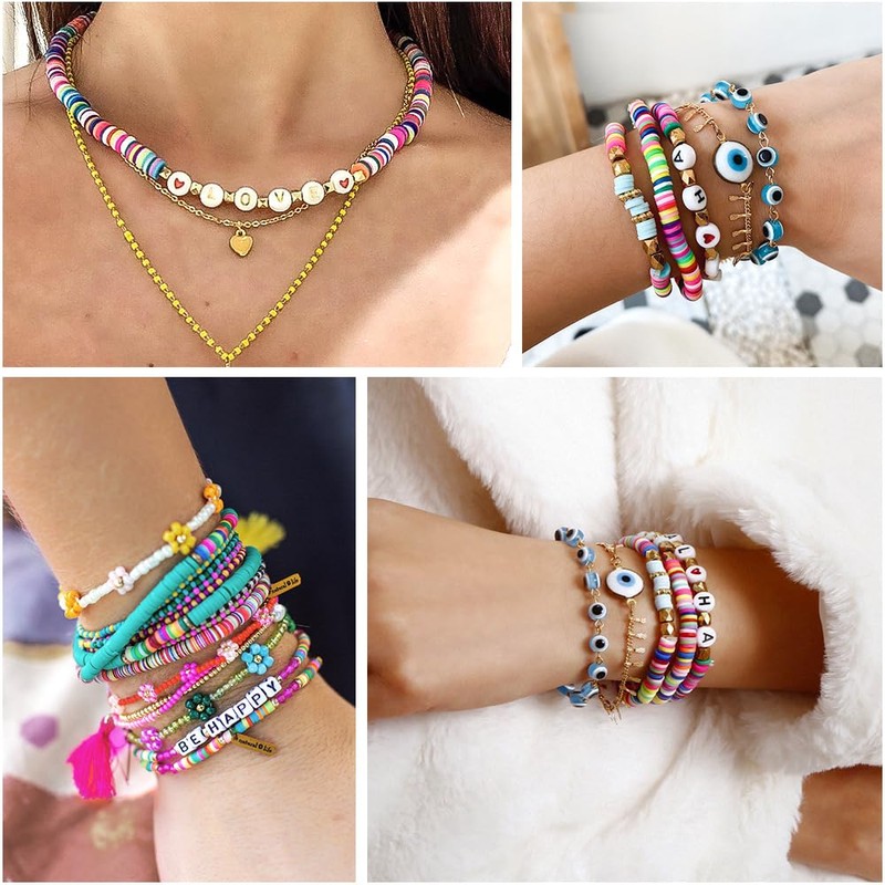 2000pcs White Clay Beads for Bracelets Making - Heishi Polymer