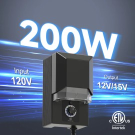 USA Warehouse LT3002 Weatherproof 120V AC to 12V AC Low Voltage Landscape Transformer for Outdoor LightingRated Capacity: N/A