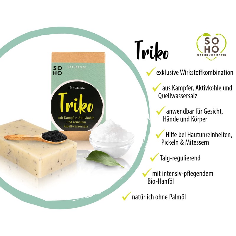 SOHO Naturkosmetik Face Soap "Jersey" with Activated Carbon • Solid