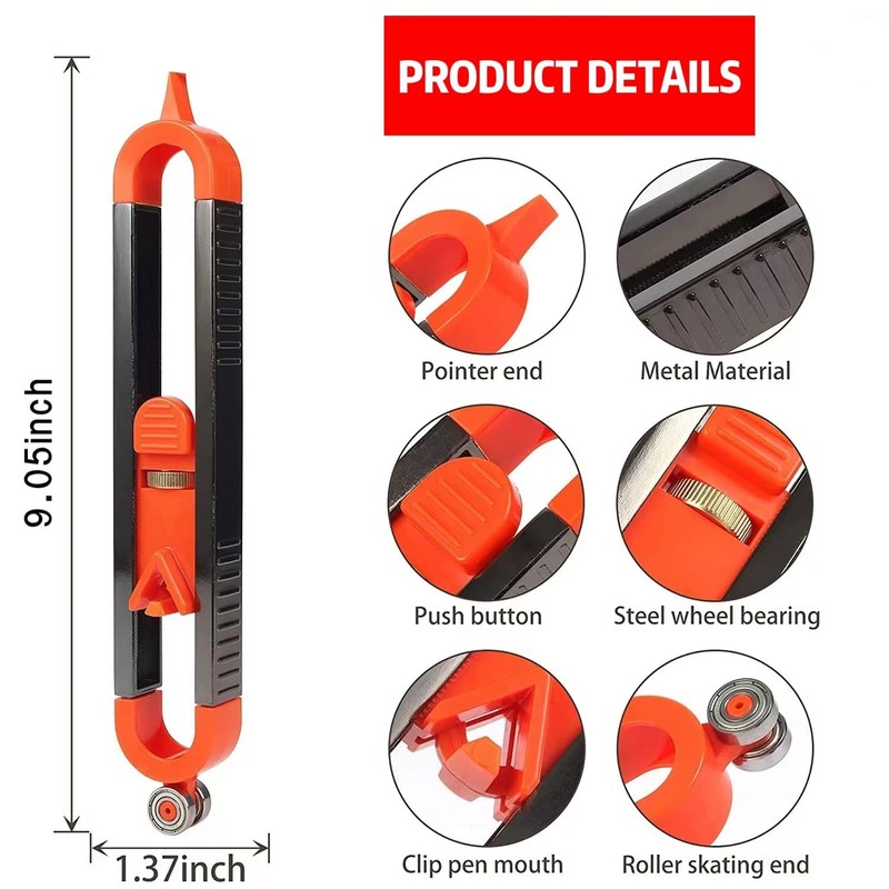 Precise Contour Scribe Tool Woodworking - With Lock For Pencil,Upgrade