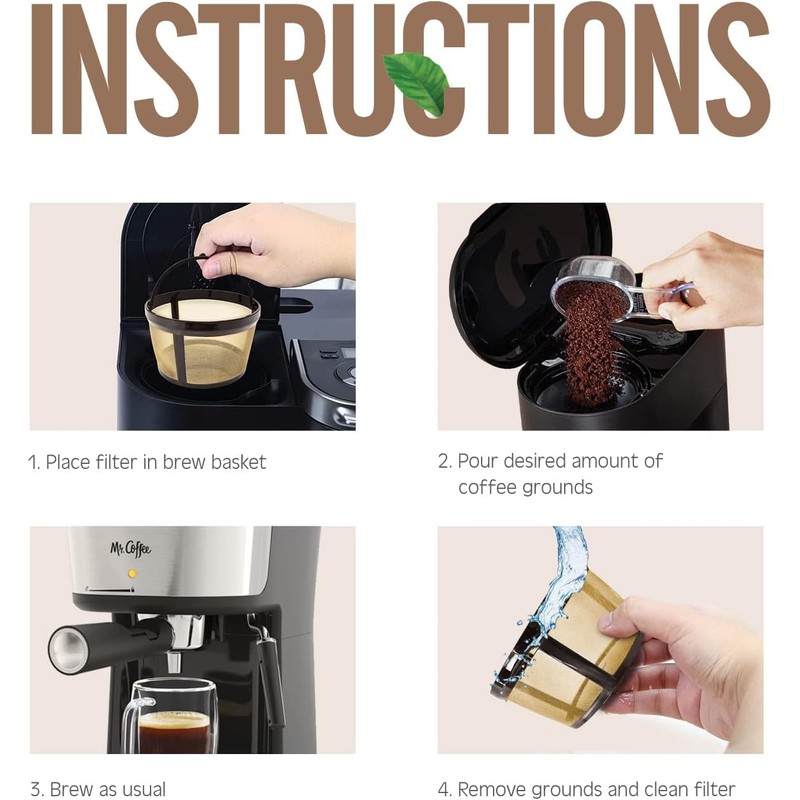 Reusable 4-5 Cup Basket Coffee Filter Fits Mr. Coffee, Cuisinart,
