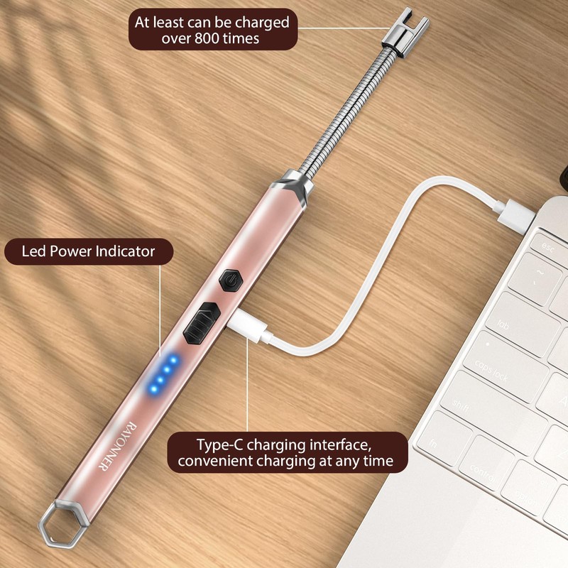 Electric Candle Lighter Long Flexible Neck Windproof Flameless USB Rechargeable