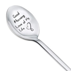 Husband Boyfriend Anniversary Birthday Gifts Wife Girlfriend Good Morning Love of My Life Coffee Tea Ice Cream Spoon for Him Her Valentines Day Gifts for BF GF Teaspoons Tablespoon