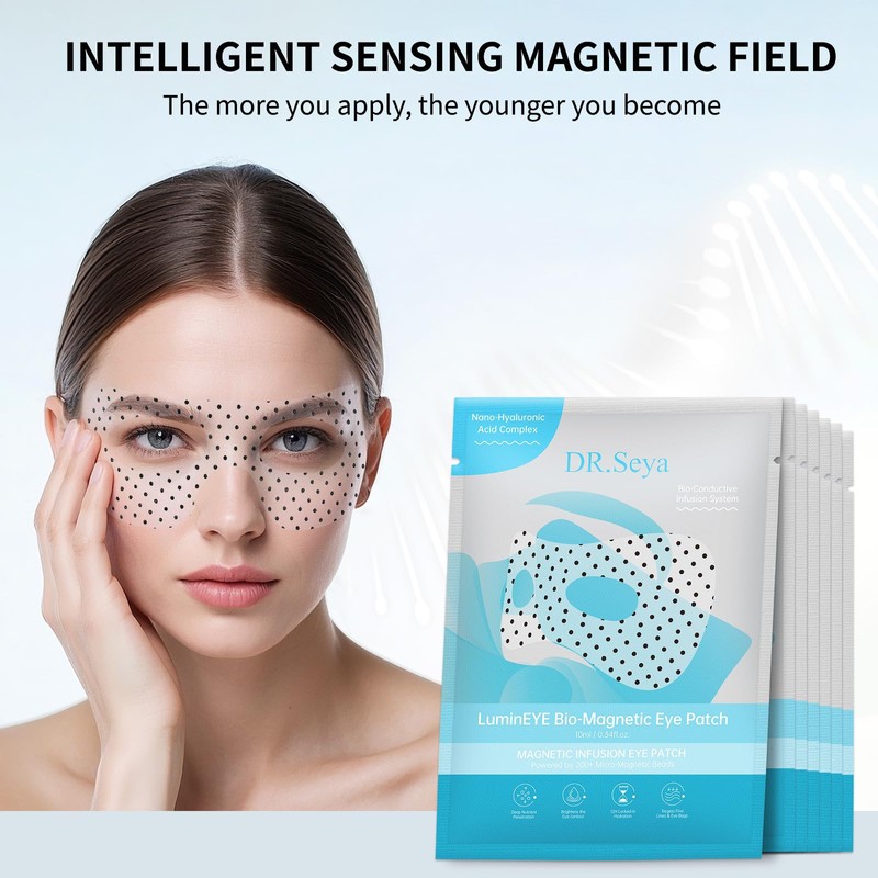 Organic Magnetic Hyaluronic Eye Pads, Eye Mask, Long Lasting Hydration,