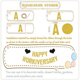 Happy Workiversary Banner, Happy Work Anniversary Party Decorations, Work Office Party Decor Party Supplies Gold Glitter