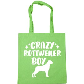 Hippowarehouse Crazy rottweiler boy - dog Tote Shopping Gym Beach Bag 42cm x38cm, 10 litres