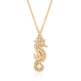 Fettero Gold Necklaces for Women 14K Gold Plated Boho Beach Neckalce Charm Seahorse Ocean Pendant Necklace Chain Beach Jewelry for Women Gift