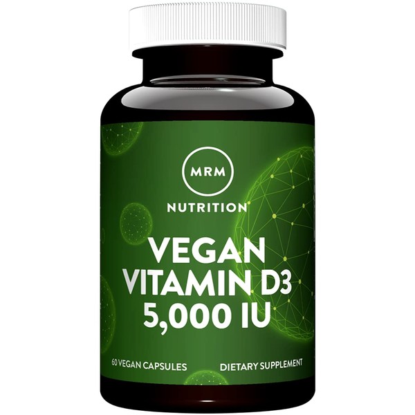 MRM Nuturition Vegan Vitamin D3 5,000 IU | Bone + Immune Health | Made from lichens | Supports Calcium Absorption | Vegan + Vegetarian Friendly | 60 Servings