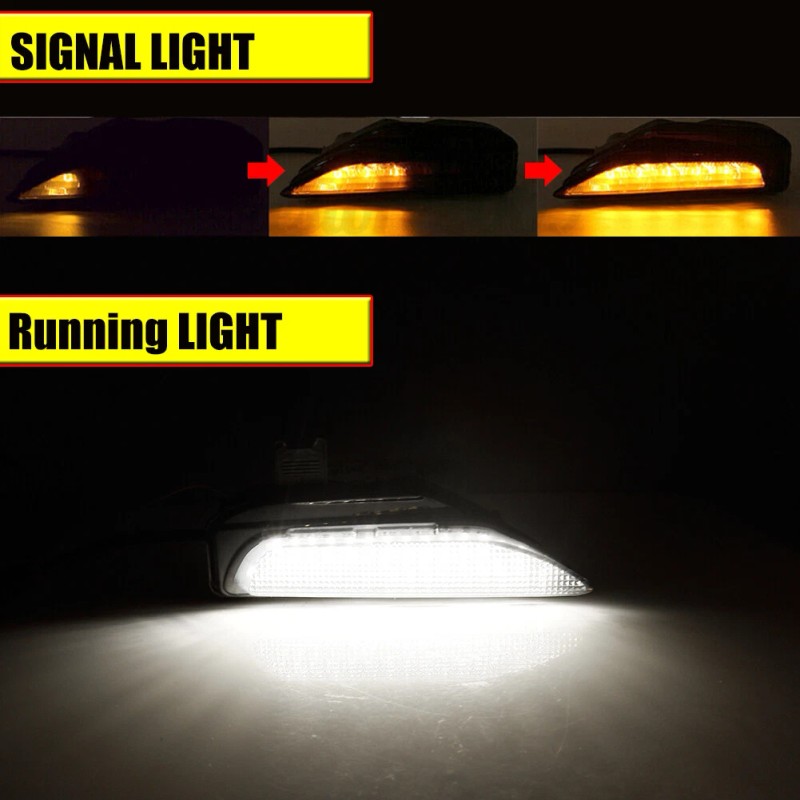 GTINTHEBOX LED White DRL Sequential Amber Turn Signal Lights For