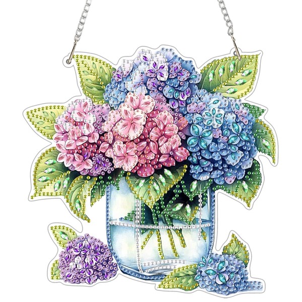 Hydrangea Diamond Art Hanging Kits for Adults, Flower Diamond Painting