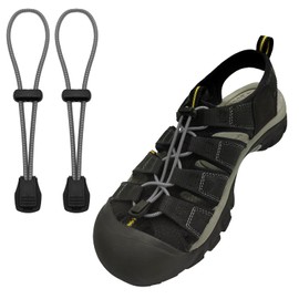 UamGlsob Elastic No Tie Shoe Laces Replacement for Water Sandal, Round Bungee Stretchy Lock Shoelaces for Adults and Kids, One Size 47" (Grey)