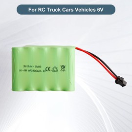 E-YIIVIIL 6V 2400MAH AA NiMH Rechargeable Battery Pack with SM-2P Black 2 Pin Connector Plug and USB Charger Cable for RC Truck Cars Vehicles 6V