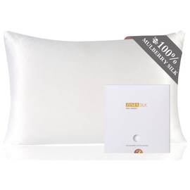 ZIMASILK 100% Mulberry Silk Pillowcase for Hair and Skin, with Hidden Zipper Both Sides 19 Momme Pure Silk, 1pc (King 20''x36'',White)