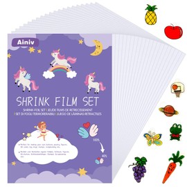 Ainiv Heat Shrink Plastic Sheet Kit, 20 Pieces Shrink Paper Sheets, Plastic Printable Sanded Shrink Film for Creating Key Chains, Craft Ornaments Creative Gifts for Birthday, Mother's Day (29 * 20cm)