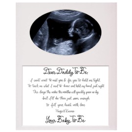 Rustic Red Door Co. Daddy To Be Sonogram Picture Mat - 8x10 Baby Ultrasound Photo Mat – Dear Daddy To Be New Parent Sonogram Mat – Newborn Baby (White Mat, Dear Daddy To Be)