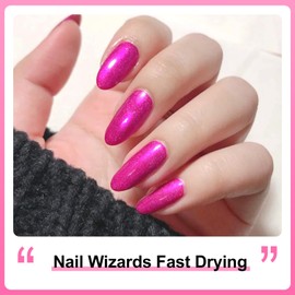 Major Dijit Quick Air Dry Nail Polish Glitter VioletRed Regular Nail Polish Non UV Gel Hema 0.34 fl oz.