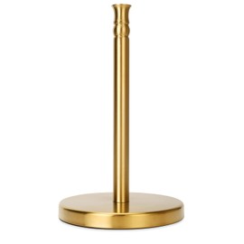 Paper Towel Holder, Stainless Steel Heavy Base (2LBS in Weight, and 6.7inch in Diameter), Gold Brushed Finish, Paper Towel Holder Countertop, Ripping Paper Towel Off One-Handed, No Wobbly