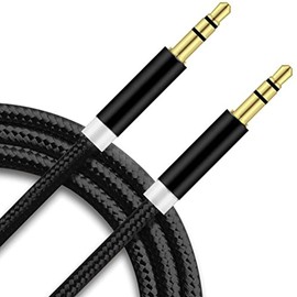 Aux Cable 3.5mm, 1M- Nylon Braided Auxiliary Lead for Car, 3.5mm Male Stereo Jack To Jack Audio Cable compatible with i-Phones Earphone Speaker Car Home Stereos, Laptop and More (Black)