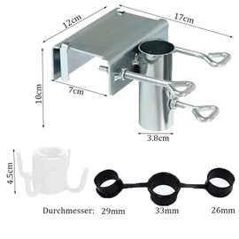 TaiXinYuly Parasol Holder, Balcony Railing, Adjustable, Space-Saving Parasol Holder, Balcony, Diameter 25-38 mm, Umbrella Holder, Balcony Railing, Parasol Stand, Suitable for Maximum Width 5 cm