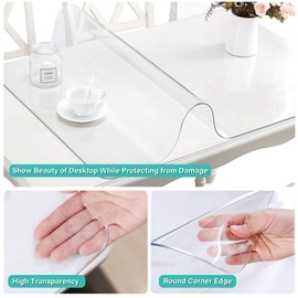 AimerGro Upgraded Crystal Table Top Protector Cover 12x48 Inch 1.5mm Thick Clear Vinyl Tablecloth Pad Protector Non-Slip Office Writing Desk Pad Plastic Table Mats on Top of Wood Glass Tabletop