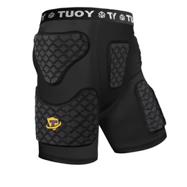 HAIYUE Boy Padded Football Girdle Compression Shorts Protector, 5-Pads Thigh Hip Protective Pants for Football Baseball Lacrosse