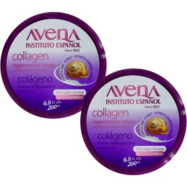 Avena Instituto Español Collagen Regeneration Cream, Softens & Moisturizes, Skin Repair Formula, 2-Pack, 6.8 Fl Oz each, 2 Jars.