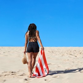 Dock & Bay Customized Beach Towel - Quick Dry, Sand Free - Compact, Lightweight - 100% Recycled - includes Bag - Cabana - Waikiki Coral Red- Large