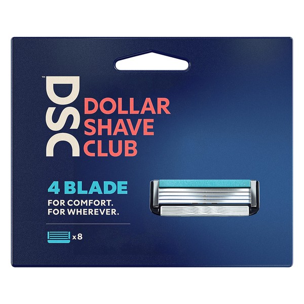 Dollar Shave Club Men's Razor 4-Blade Razor Blade Refill for A Comfortable Shave With Optimally Spaced Razor Blades for Easy Rinsing 8 Count