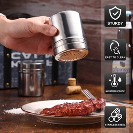 Cabilock 2 Piezas de Acero Inoxidable Dragadora de Condimento Sazonador Recipiente de Especias Salero Pimentero Agitador Frasco de Condimento con Mango