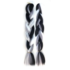 Traziewell Hair Extensions for Braiding Hair Extension Gray Braid Ombre Hair Extensions Hair for Braiding Hair Heat Resistant Synthetic Hair Extension 100g Black to Grey Braids 1605