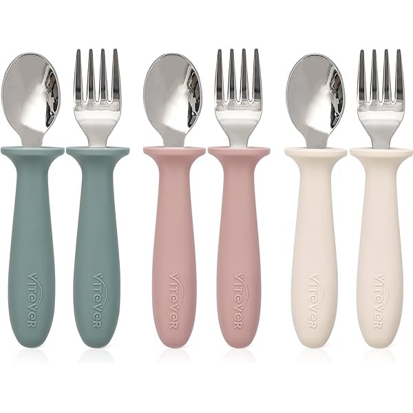 VITEVER 6 Pieces Toddler Utensils, Kids Silverware Set with Silicone