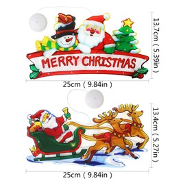 2 Packs Suction Cup Hanging Lamp Christmas Suction Cup Light Christmas LED Window Light LED Curtain Hanging Lamp Santa Claus Christmas Tree Window Hanging Lamp with Suction Cup Indoor Window Decor