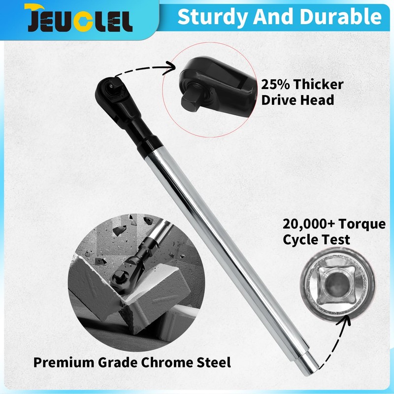 JEUCLEL Offset Extension Wrench for Electric Drill, with 4 Socket