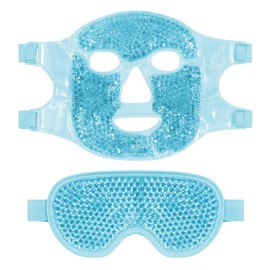 2PCS Máscaras de Hielo para Ojos y Cara, Mascarilla de Gel Facial Reutilizable, para Reducir Bolsas Bajo los Ojos, Ojeras, Cuidado de la Piel, Compresa Fria y Caliente (azul)