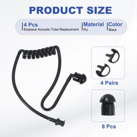 PATIKIL Replacement Acoustic Coil Tube with Medium Size Earbud Earplug, 2 Pcs Earpiece Acoustic Tube for Two-Way Radio Headsets Walkie Talkie Earmold, Black