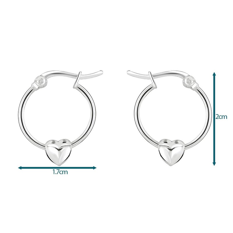 Dew Sterling Silver Heart Puff Hoop Earrings