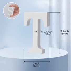 Wolwefa 3 Inch Wooden Letters - Standing White Wooden Alphabet Letters for Wall Decor, Birthday Party Crafts Projects